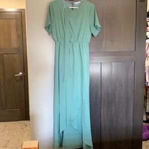 Green shirt maxi dress